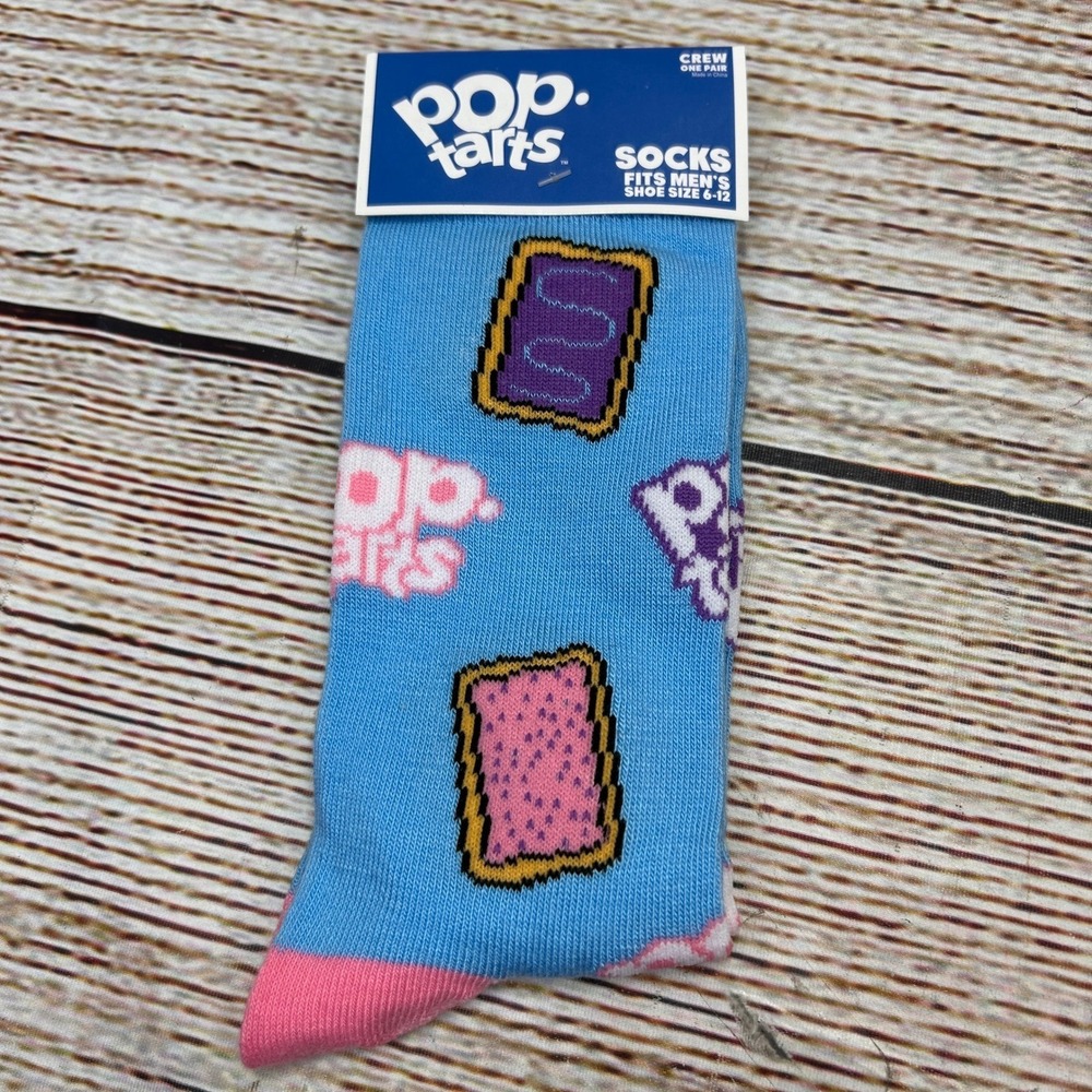 Pop-Tarts Mens Crew Socks Blue‎ Novelty Kellogg's Graphic Print Size 6-12 NWT